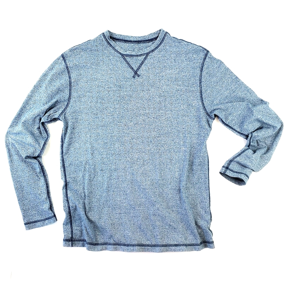 Ocean + Coast Long Sleeve Crew Shirt 100% Cotton Small Blue